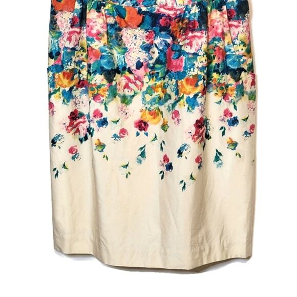 Anthropologie Maeve Floral Sleeveless Ivory Sheath Dress Size 12 - Picture 5 of 16